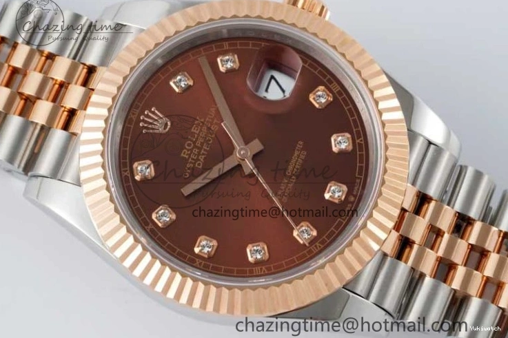 Jubilee Edition Dial VR3235 904L JDF RG V2 Steel Diamonds SS 41 RG Bracelet SS 1:1 Best DateJust Brown on 0828